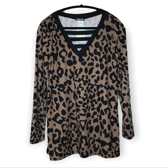 HEIMISH USA-Leopard Print Tunic/Dress-Long sleeve-Neckline-NWT-Med. - Picture 4 of 8